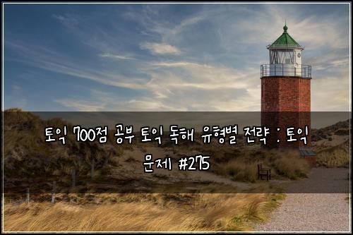 토익 700점 공부 토익 독해 유형별 전략 : 토익 문제 #275