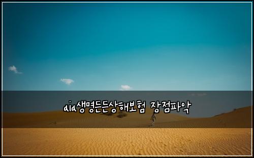 aia생명든든상해보험 장점파악 