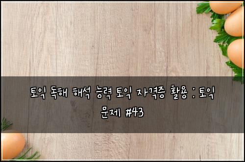 토익 독해 해석 능력 토익 자격증 활용 : 토익 문제 #43