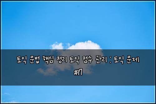ํ ์ต ๋ฌธ๋ฒ ํต์ฌ ์ ๋ฆฌ ํ ์ต ์ ์ ๊ด๋ฆฌ : ํ ์ต ๋ฌธ์ #17