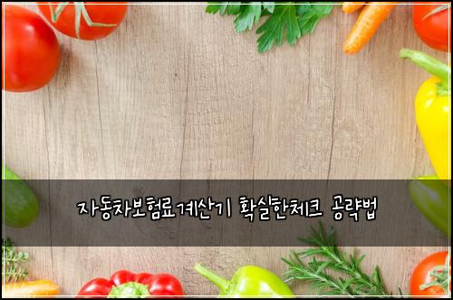 자동차보험료계산기 확실한체크 공략법