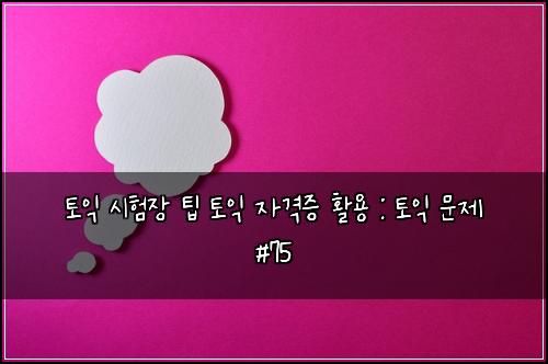 토익 시험장 팁 토익 자격증 활용 : 토익 문제 #75