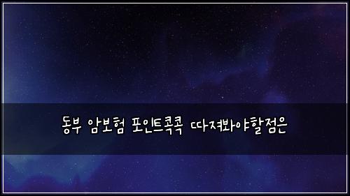동부 암보험 포인트콕콕  따져봐야할점은