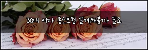 30대 여자 종신보험 설계해볼까  필요