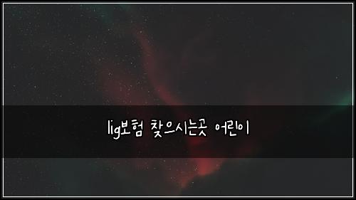 lig๋ณดํ ์ฐพ์ผ์๋๊ณณ ์ด๋ฆฐ์ด
