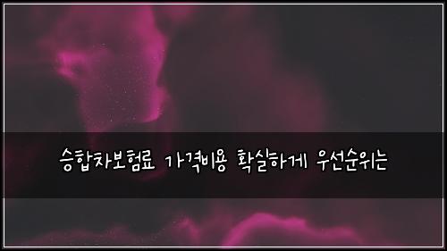 승합차보험료 가격비용 확실하게 우선순위는