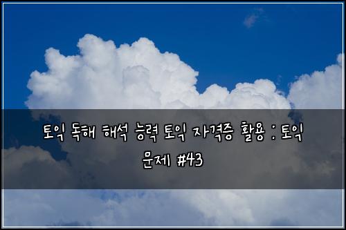 토익 독해 해석 능력 토익 자격증 활용 : 토익 문제 #43
