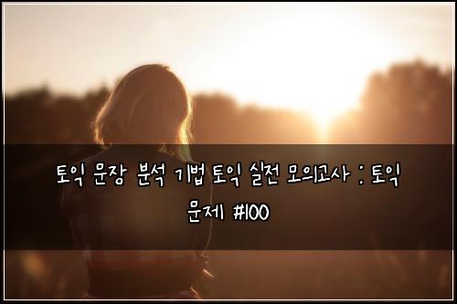 토익 문장 분석 기법 토익 실전 모의고사 : 토익 문제 #100
