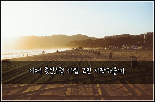 이제 종신보험 가입 고민 시작해볼까