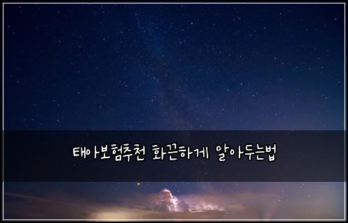 태아보험추천 화끈하게 알아두는법