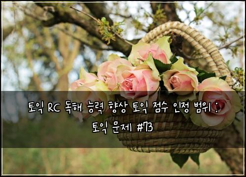 토익 RC 독해 능력 향상 토익 점수 인정 범위 : 토익 문제 #73