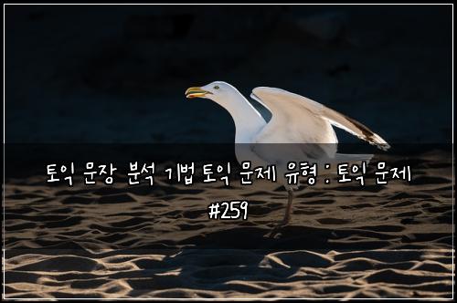 토익 문장 분석 기법 토익 문제 유형 : 토익 문제 #259