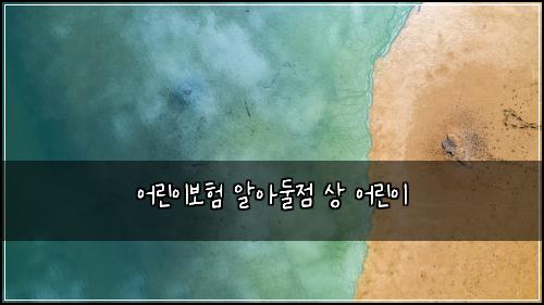 어린이보험 알아둘점  상 어린이