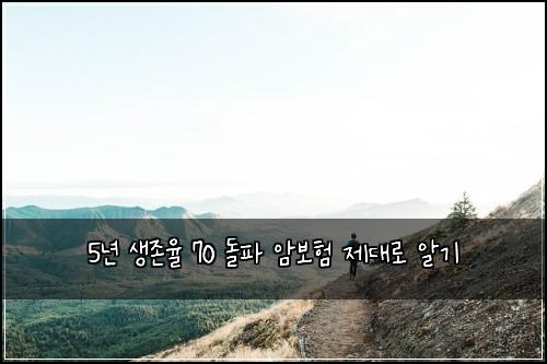 5년 생존율 70 돌파 암보험 제대로 알기