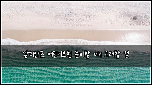 알리안츠 어린이보험 준비할 때 고려할 점
